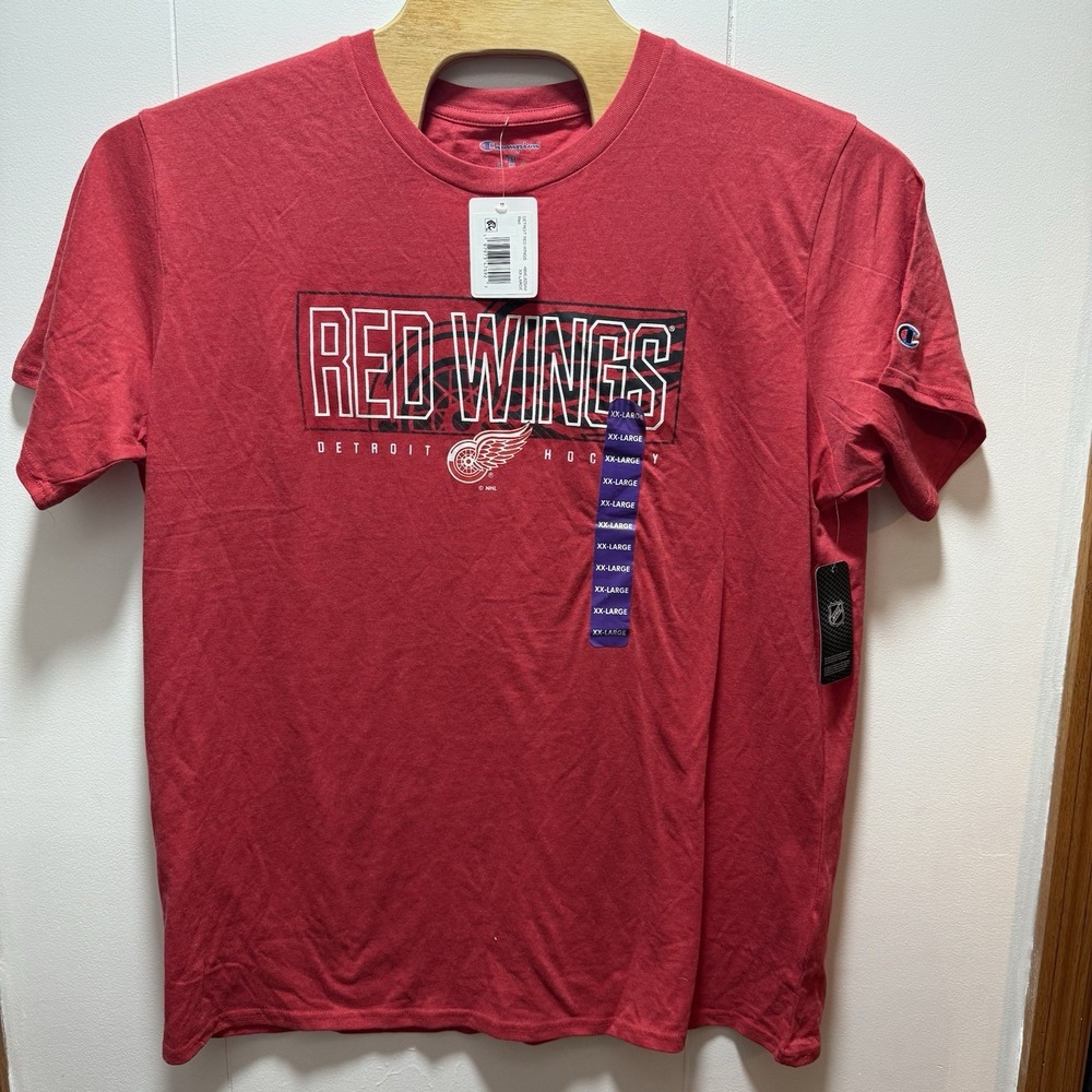 Mens Champion NHL Detroit Red Wings Short Sleeve T‎ Shirt Size 2XL NEW WITH TAGS